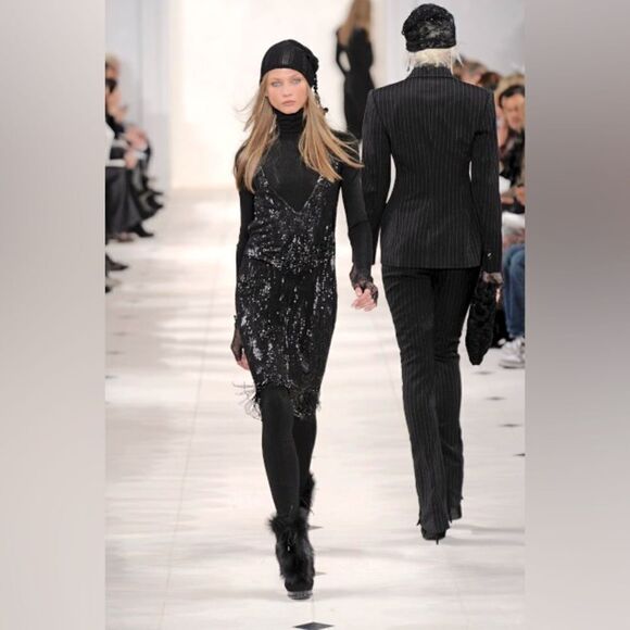 Ralph Lauren Fall 2010 Collection Black Multi Stripe Wool Spat Hem Trouser - Picture 16 of 17